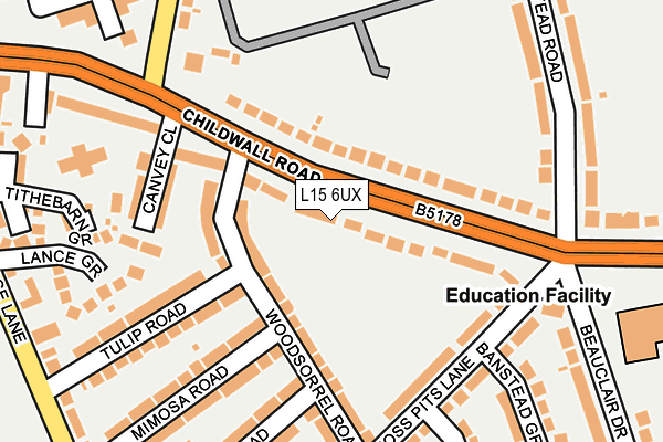 L15 6UX map - OS OpenMap – Local (Ordnance Survey)