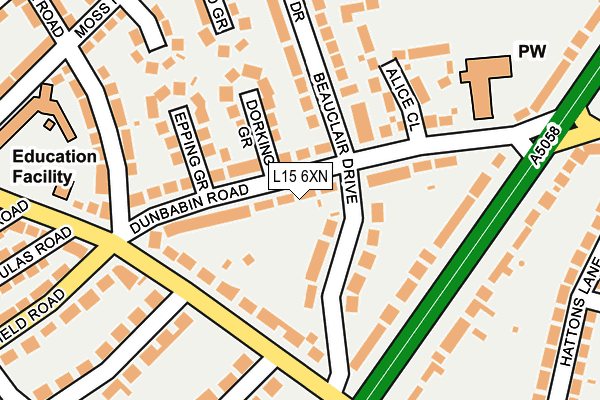 L15 6XN map - OS OpenMap – Local (Ordnance Survey)