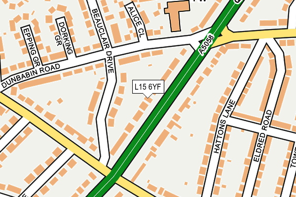 L15 6YF map - OS OpenMap – Local (Ordnance Survey)