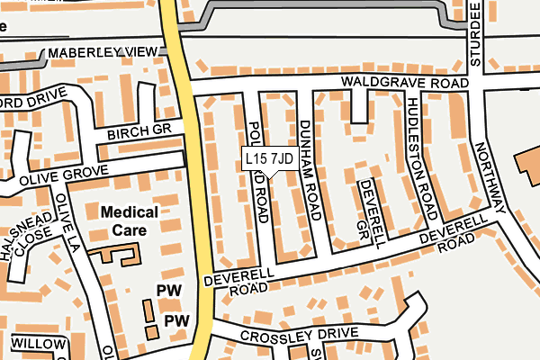 L15 7JD map - OS OpenMap – Local (Ordnance Survey)