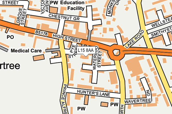 L15 8AA map - OS OpenMap – Local (Ordnance Survey)