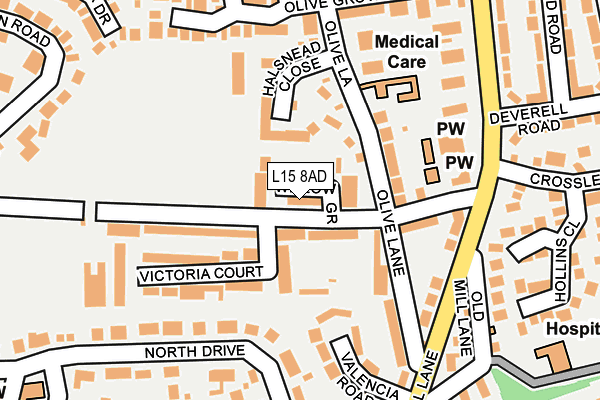 L15 8AD map - OS OpenMap – Local (Ordnance Survey)