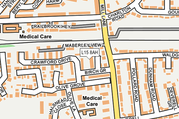 L15 8AH map - OS OpenMap – Local (Ordnance Survey)