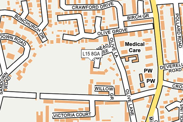 L15 8GA map - OS OpenMap – Local (Ordnance Survey)