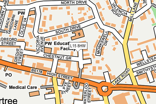 L15 8HW map - OS OpenMap – Local (Ordnance Survey)
