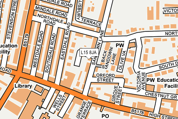L15 8JA map - OS OpenMap – Local (Ordnance Survey)