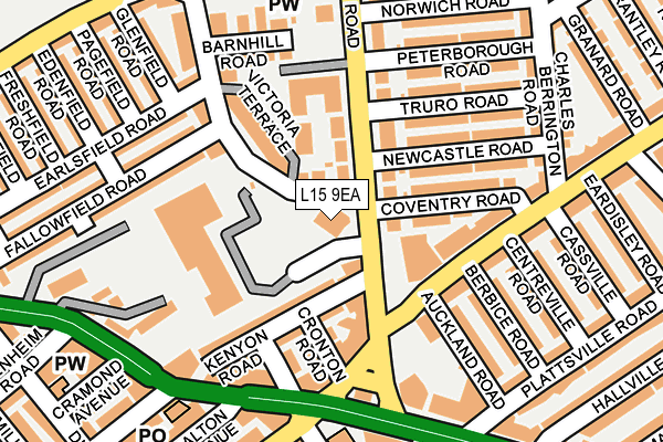 L15 9EA map - OS OpenMap – Local (Ordnance Survey)