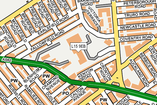 L15 9EB map - OS OpenMap – Local (Ordnance Survey)