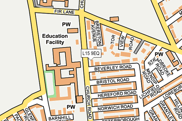 L15 9EQ map - OS OpenMap – Local (Ordnance Survey)