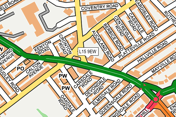 L15 9EW map - OS OpenMap – Local (Ordnance Survey)