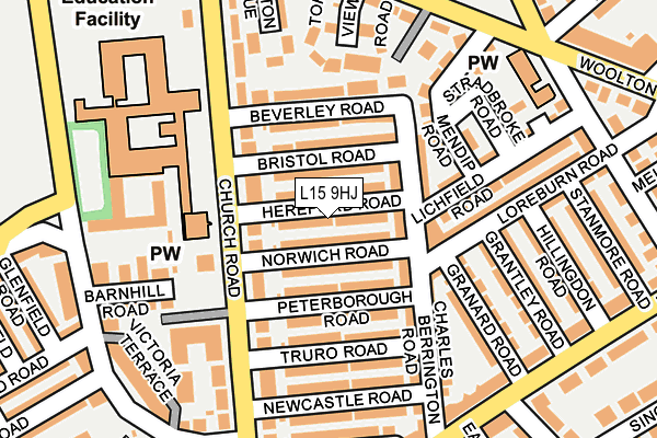 L15 9HJ map - OS OpenMap – Local (Ordnance Survey)