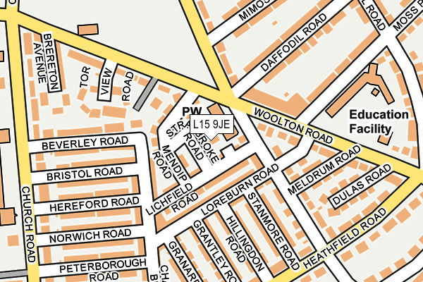 L15 9JE map - OS OpenMap – Local (Ordnance Survey)