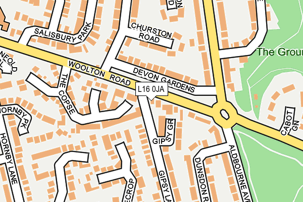 L16 0JA map - OS OpenMap – Local (Ordnance Survey)