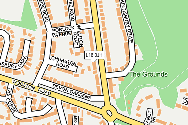 L16 0JH map - OS OpenMap – Local (Ordnance Survey)