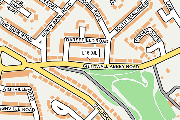 L16 0JL map - OS OpenMap – Local (Ordnance Survey)