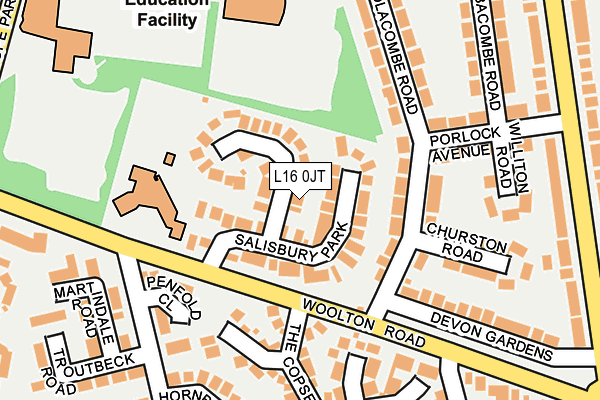 L16 0JT map - OS OpenMap – Local (Ordnance Survey)
