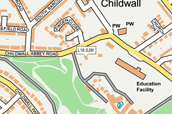 L16 0JW map - OS OpenMap – Local (Ordnance Survey)