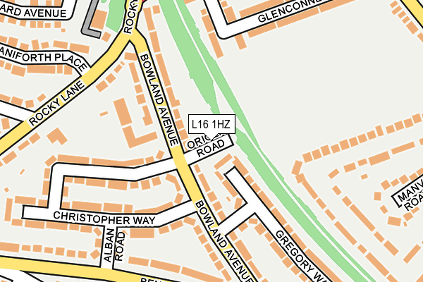 L16 1HZ map - OS OpenMap – Local (Ordnance Survey)