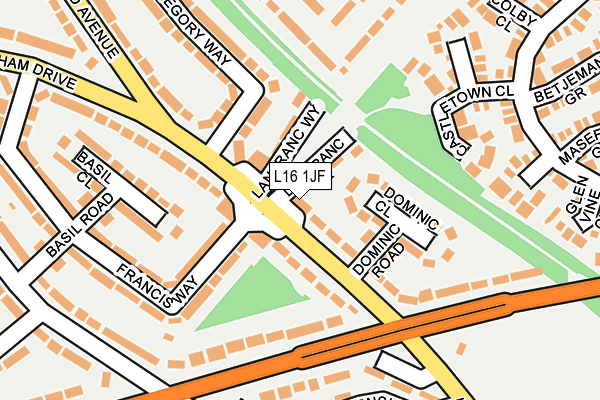 L16 1JF map - OS OpenMap – Local (Ordnance Survey)