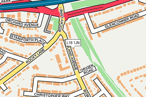 L16 1JN map - OS OpenMap – Local (Ordnance Survey)