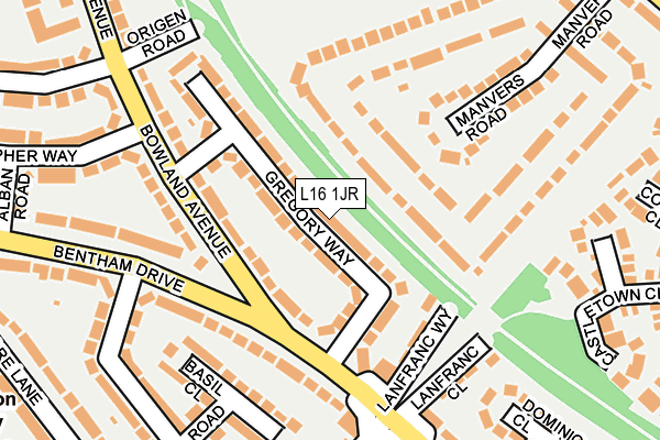 L16 1JR map - OS OpenMap – Local (Ordnance Survey)