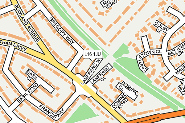 L16 1JU map - OS OpenMap – Local (Ordnance Survey)