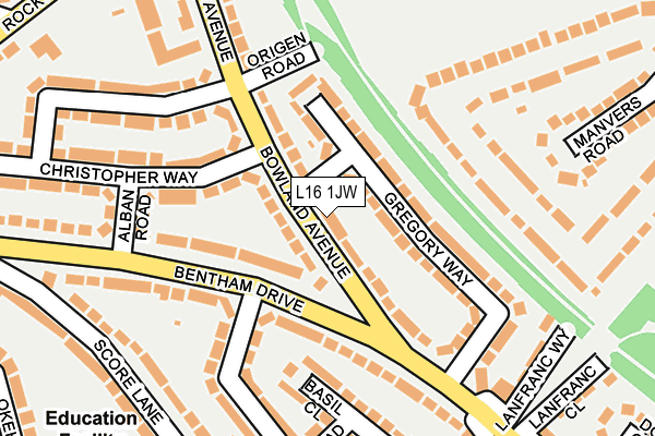 L16 1JW map - OS OpenMap – Local (Ordnance Survey)