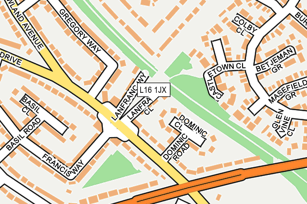 L16 1JX map - OS OpenMap – Local (Ordnance Survey)