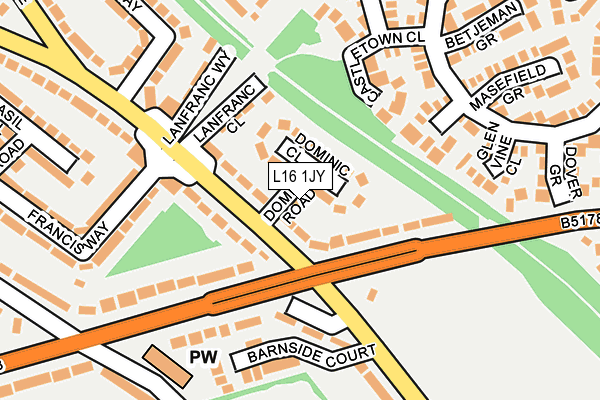 L16 1JY map - OS OpenMap – Local (Ordnance Survey)