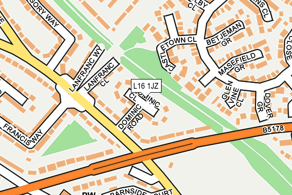 L16 1JZ map - OS OpenMap – Local (Ordnance Survey)