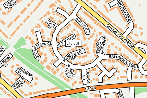 L16 3GF map - OS OpenMap – Local (Ordnance Survey)