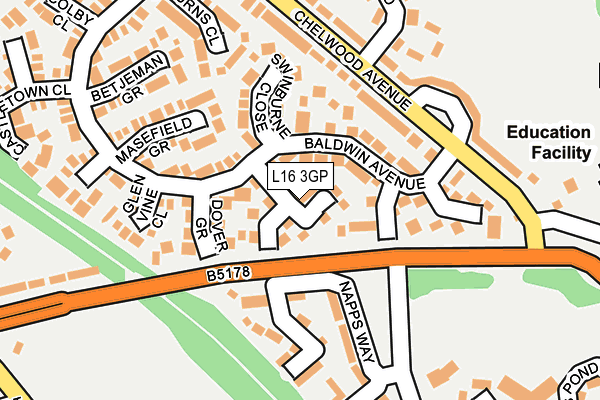 L16 3GP map - OS OpenMap – Local (Ordnance Survey)