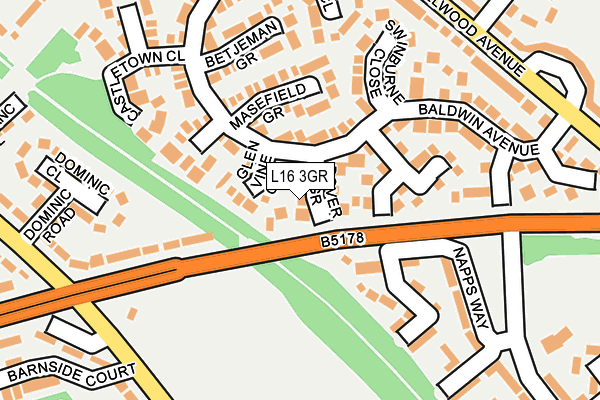 L16 3GR map - OS OpenMap – Local (Ordnance Survey)