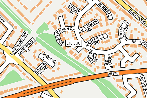 L16 3GU map - OS OpenMap – Local (Ordnance Survey)