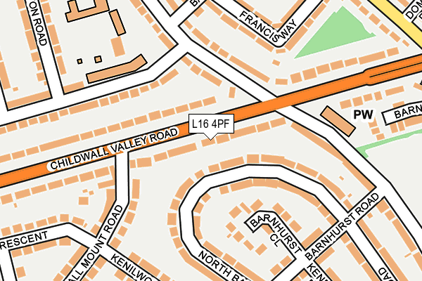 L16 4PF map - OS OpenMap – Local (Ordnance Survey)