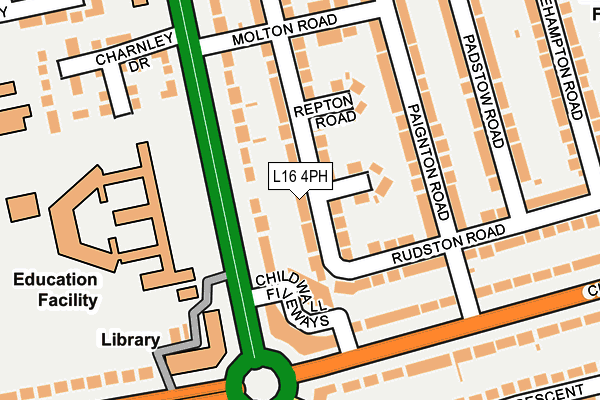 L16 4PH map - OS OpenMap – Local (Ordnance Survey)
