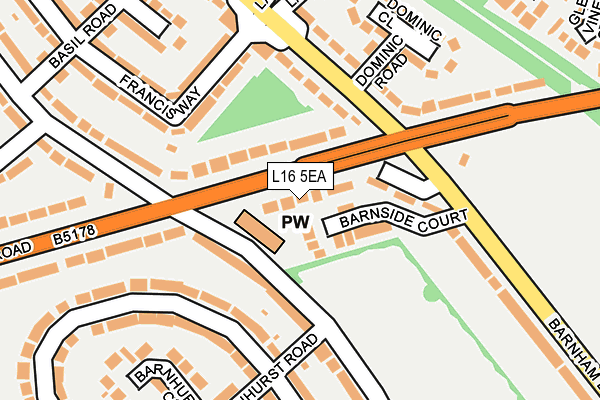 L16 5EA map - OS OpenMap – Local (Ordnance Survey)