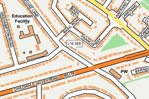 L16 5EE map - OS OpenMap – Local (Ordnance Survey)