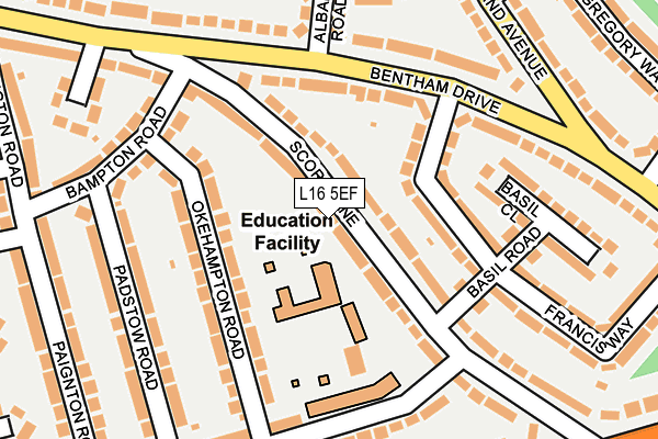 L16 5EF map - OS OpenMap – Local (Ordnance Survey)