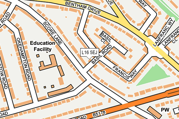 L16 5EJ map - OS OpenMap – Local (Ordnance Survey)