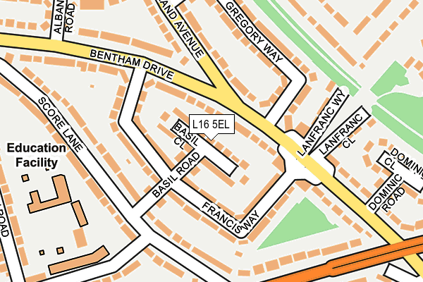 L16 5EL map - OS OpenMap – Local (Ordnance Survey)