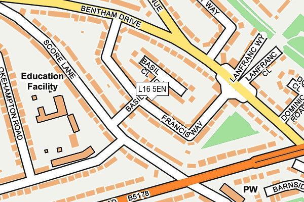 L16 5EN map - OS OpenMap – Local (Ordnance Survey)