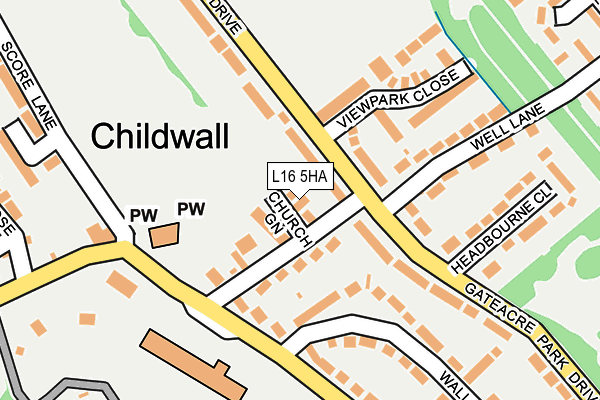 L16 5HA map - OS OpenMap – Local (Ordnance Survey)