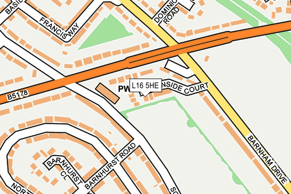 L16 5HE map - OS OpenMap – Local (Ordnance Survey)