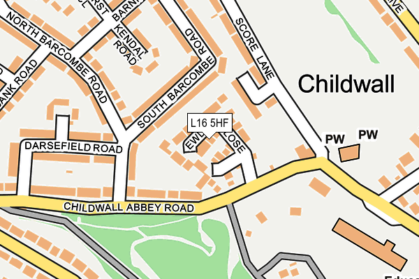 L16 5HF map - OS OpenMap – Local (Ordnance Survey)