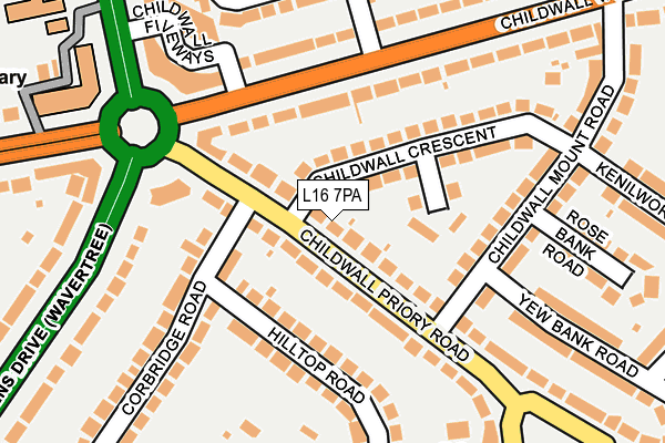 L16 7PA map - OS OpenMap – Local (Ordnance Survey)