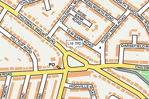 L16 7PD map - OS OpenMap – Local (Ordnance Survey)