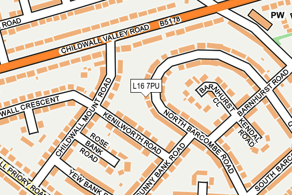 L16 7PU map - OS OpenMap – Local (Ordnance Survey)