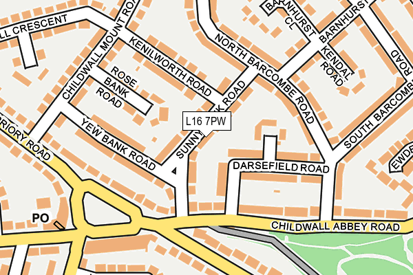 L16 7PW map - OS OpenMap – Local (Ordnance Survey)