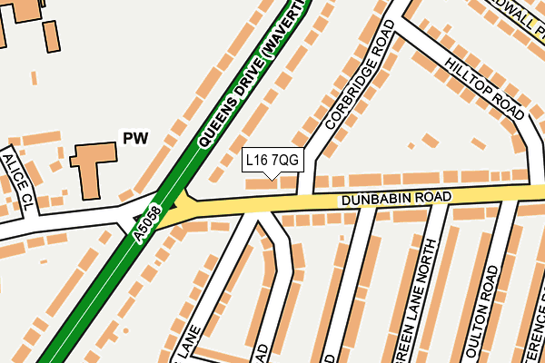 L16 7QG map - OS OpenMap – Local (Ordnance Survey)